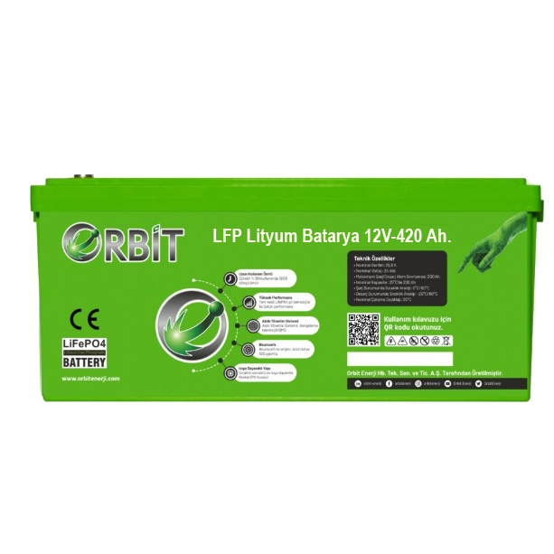 ORBİT 12 V 420 Ah LiFePO4 Akü-ABS Kasa